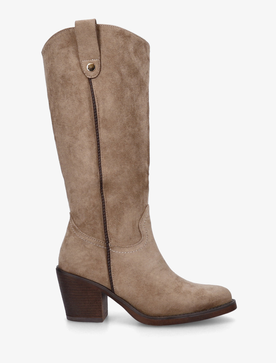 Bottes suédine à bouts pointus - Taupe - 1