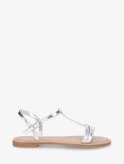 Nu-pieds en simili bride en T - Argent - 1