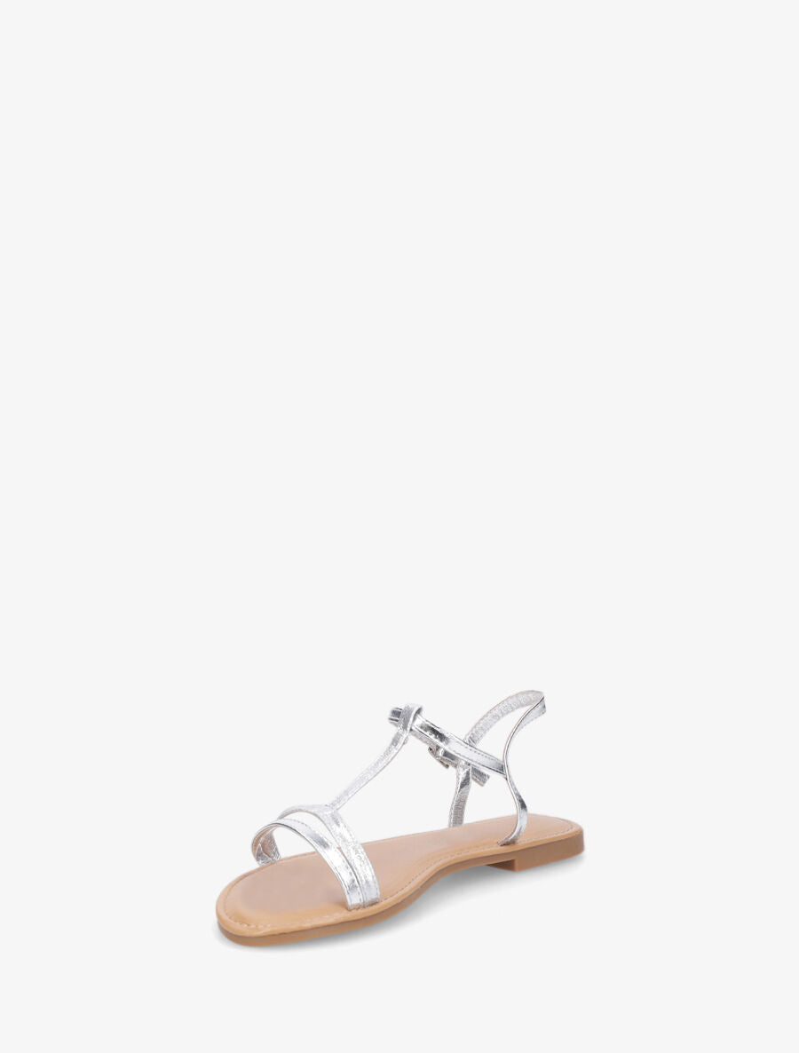 Nu-pieds en simili bride en T - Argent - 3