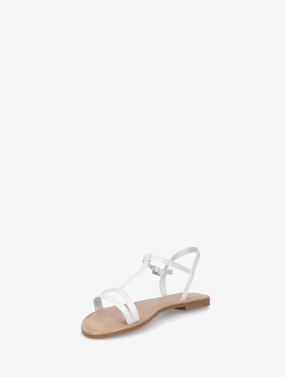 Nu-pieds en simili bride en T - Blanc - 3
