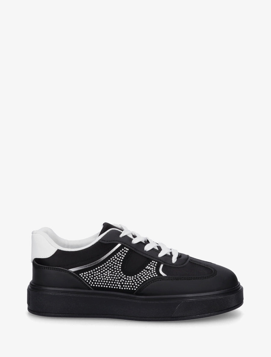 Sneakers à strass et tissu nacré - Noir - 1