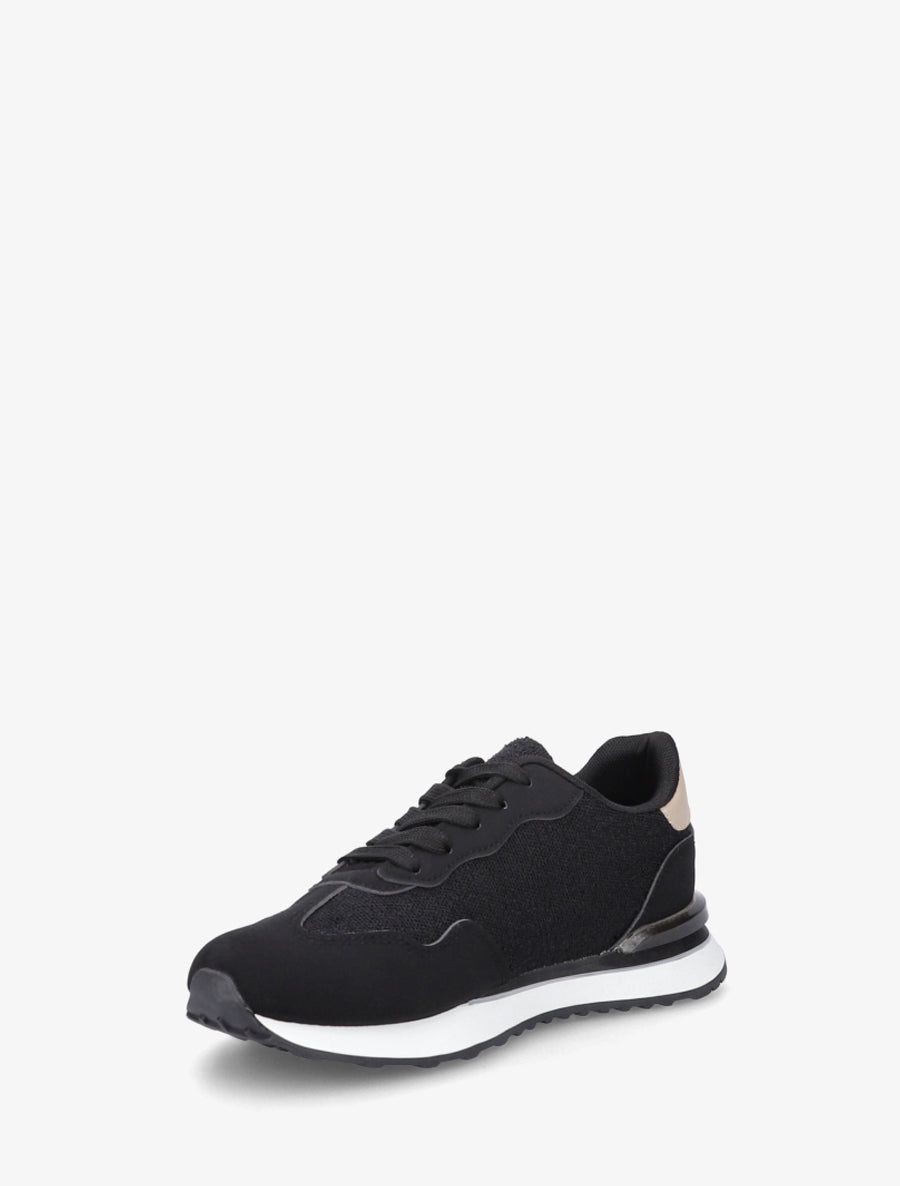 Baskets brodées en toile et suédine - Noir - 3