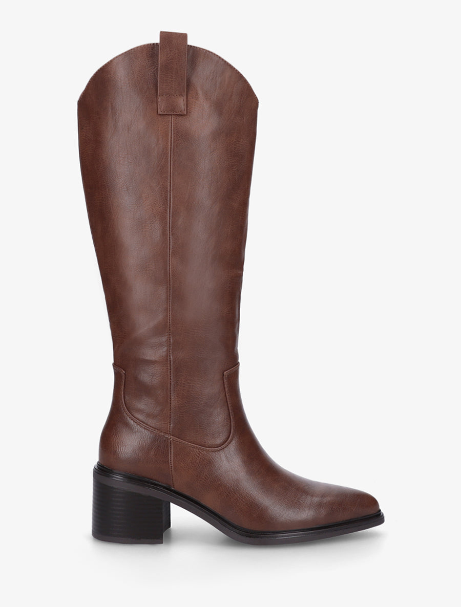 Bottes en simili à bouts pointus - Marron - 1