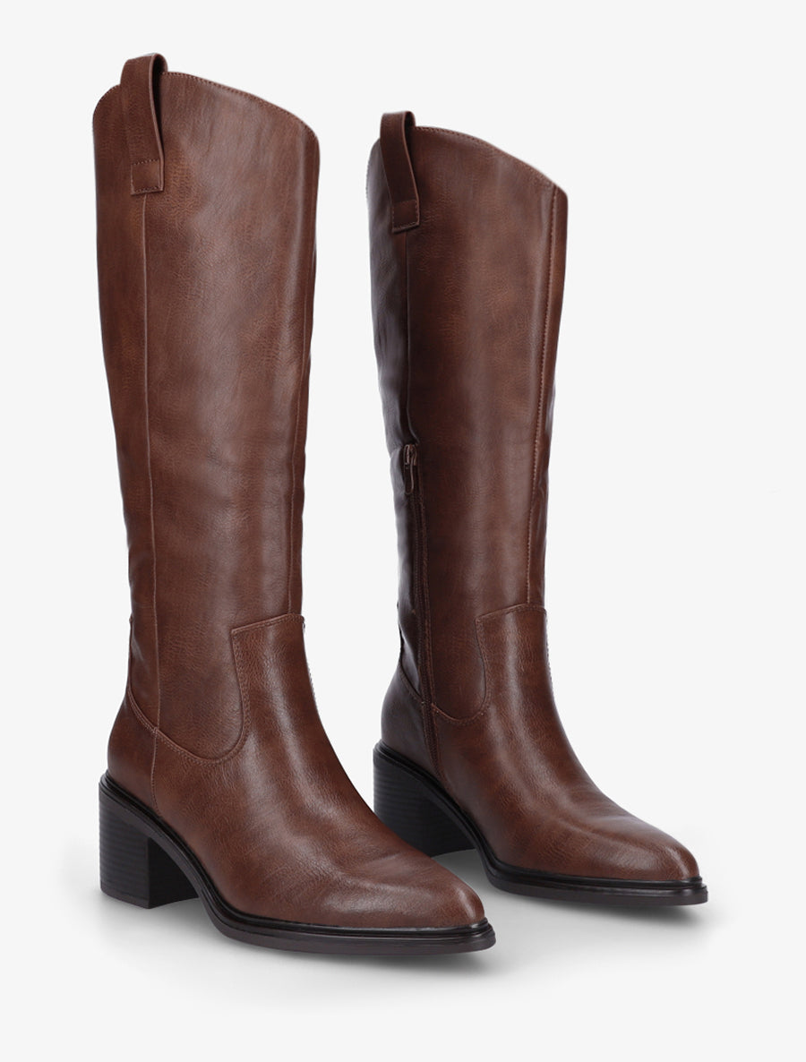 Bottes en simili à bouts pointus - Marron - 4