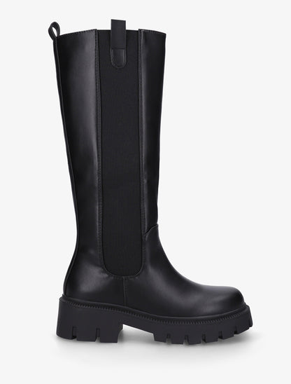 Bottes simili à semelles crantées - Noir - 1