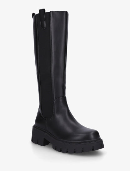 Bottes simili à semelles crantées - Noir - 2