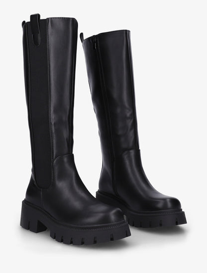 Bottes simili à semelles crantées - Noir - 4
