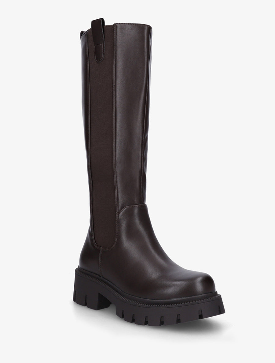 Bottes simili à semelles crantées - Marron - 2
