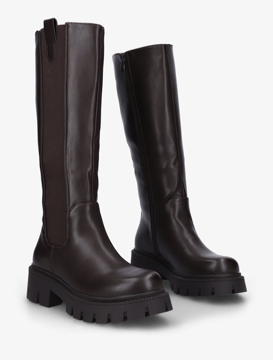 Bottes simili à semelles crantées - Marron - 4