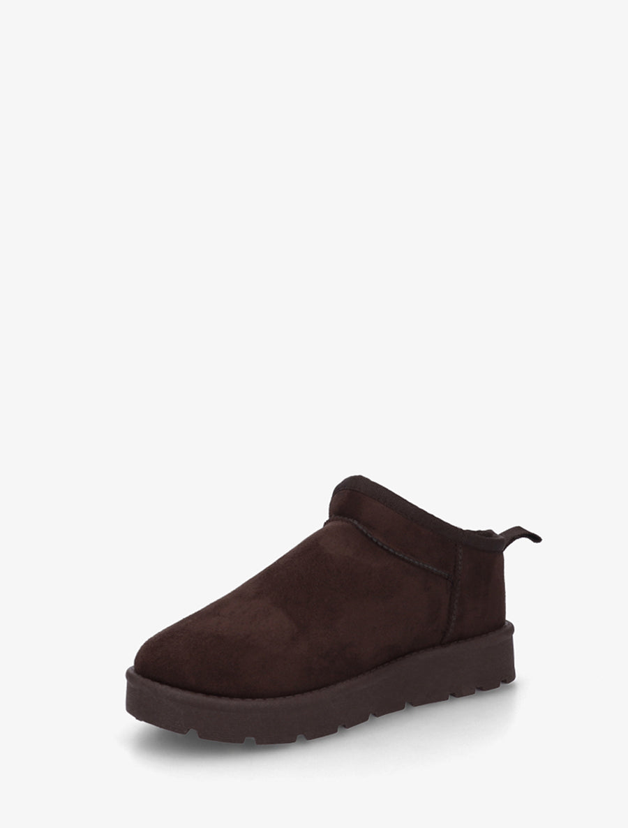 Bottines basses fourrées en suédine - Marron - 3