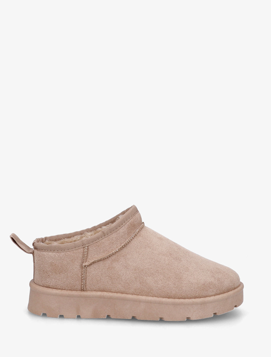 Bottines basses fourrées en suédine - Beige - 1