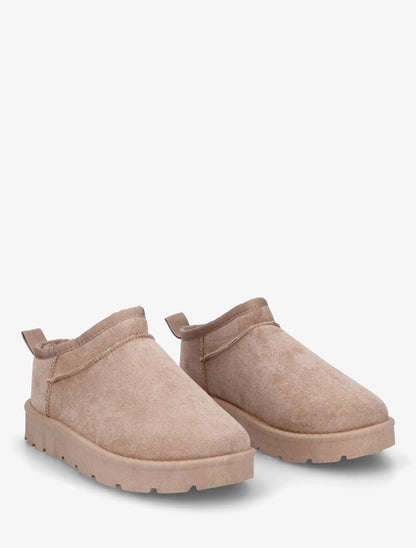 Bottines basses fourrées en suédine - Beige - 4