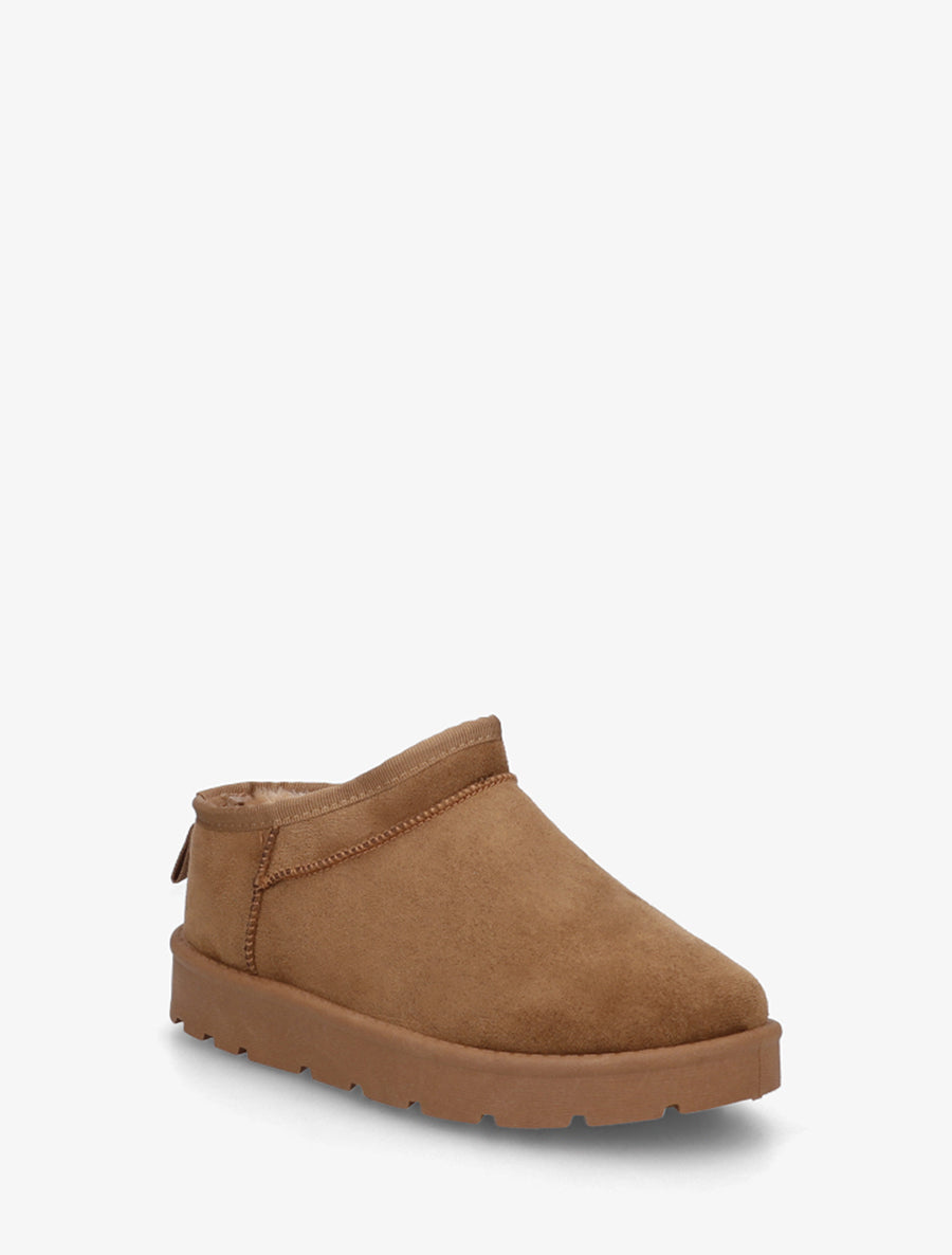 Bottines basses fourrées en suédine - Camel - 2