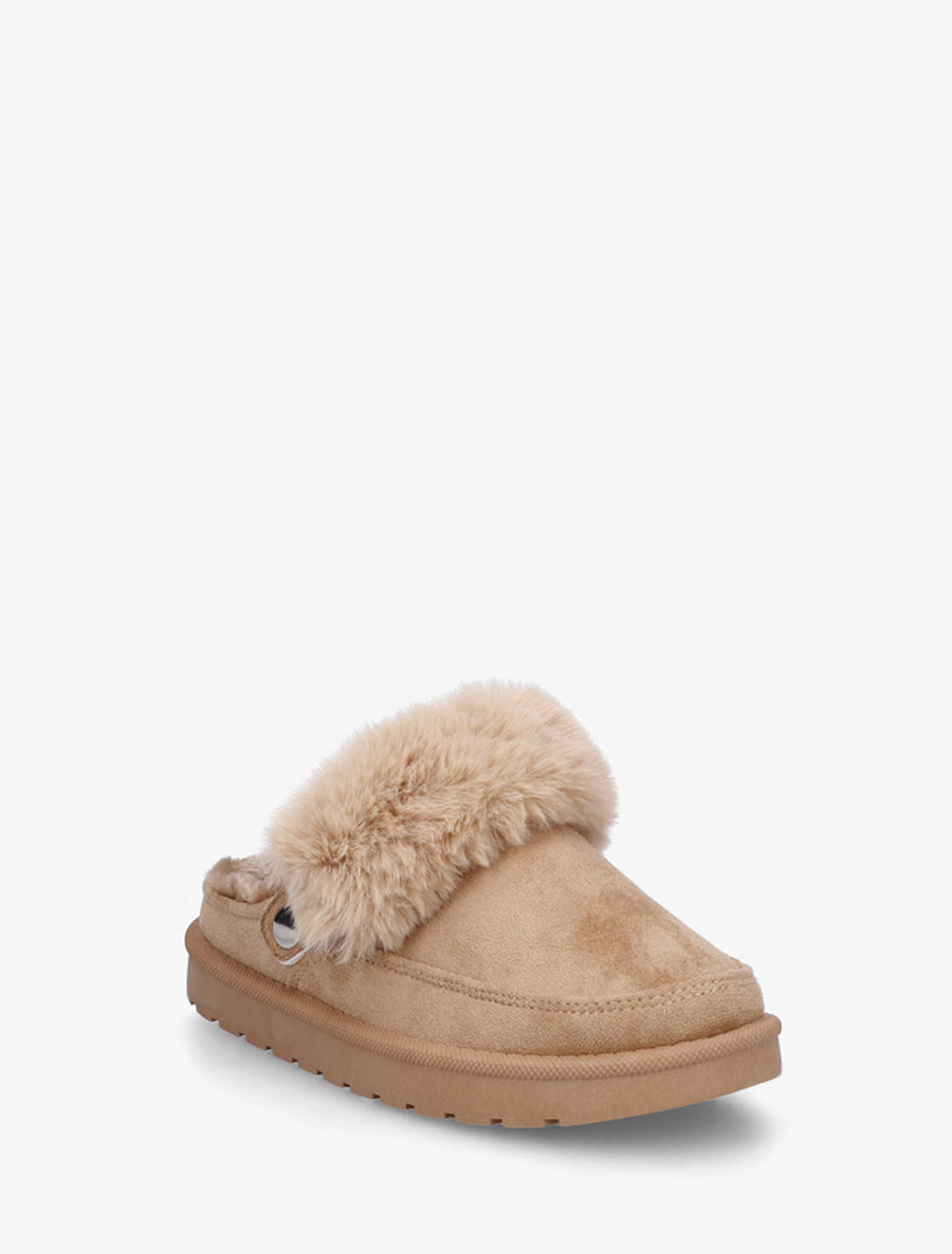 Mules plates fourrées - Beige foncé - 2