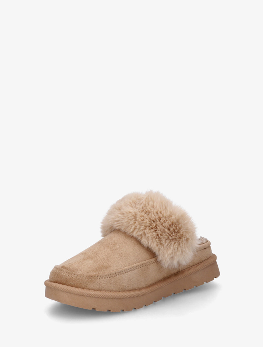 Mules plates fourrées - Beige foncé - 3