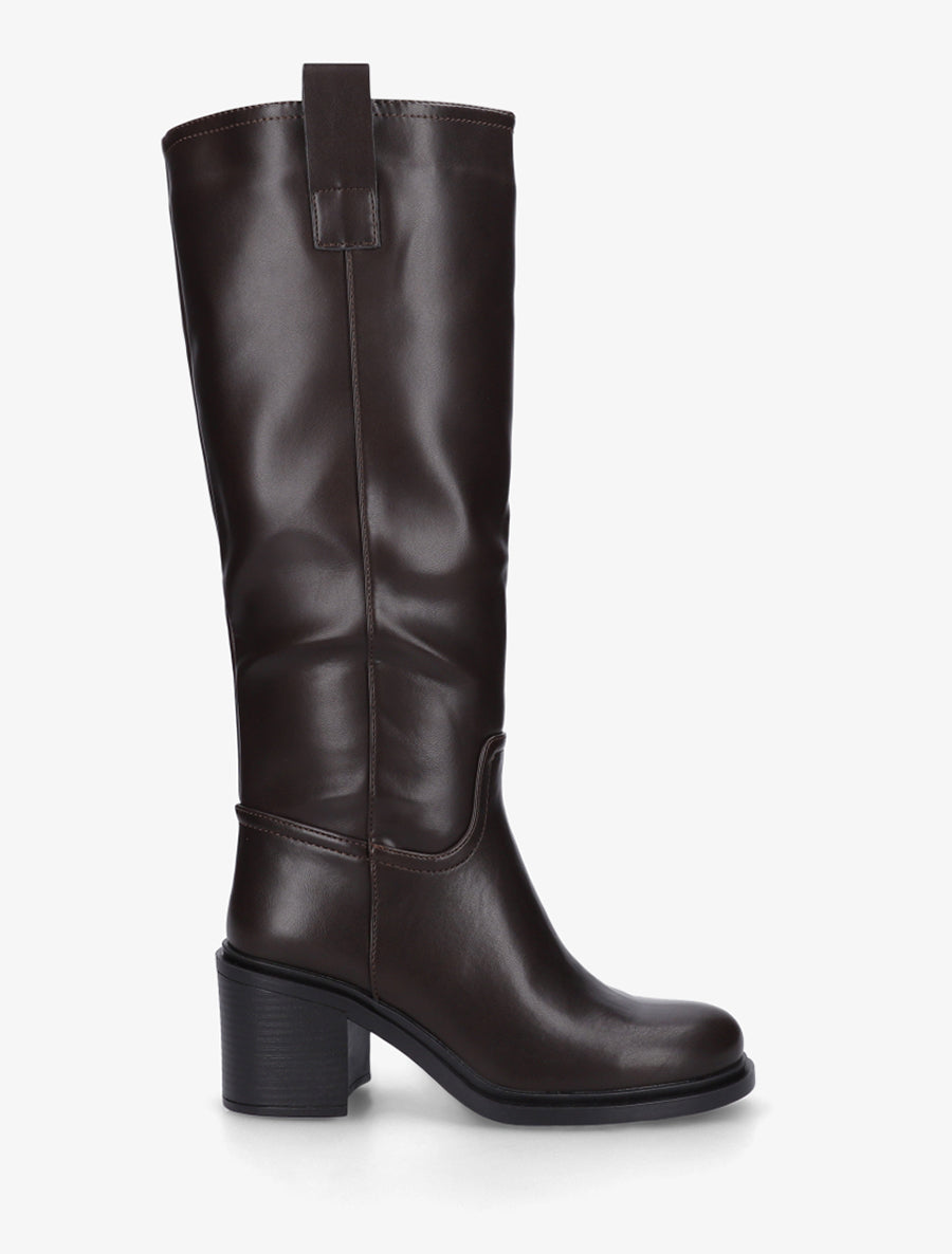 Bottes en simili à talon - Marron - 1