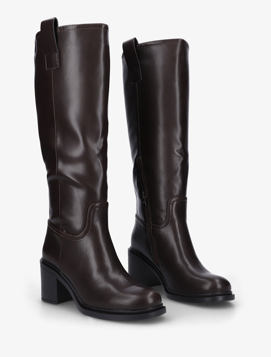 Bottes en simili à talon - Marron - 4