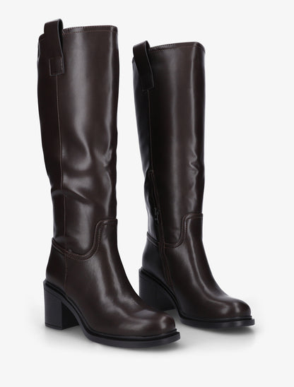 Bottes en simili à talon - Marron - 4