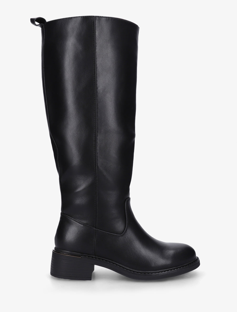 Bottes cavalières en simili - Noir - 1