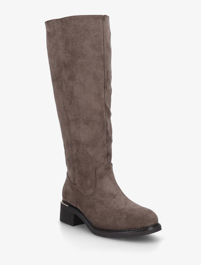Bottes cavalières en suédine - Taupe - 2