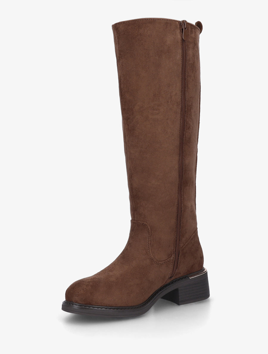 Bottes cavalières en suédine - Marron - 3