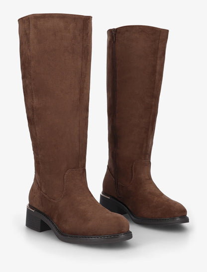 Bottes cavalières en suédine - Marron - 4