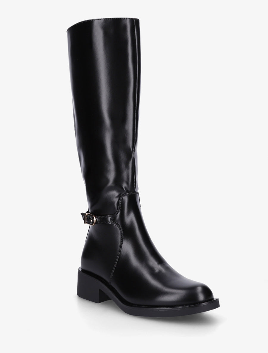 Bottes cavalières à boucle décorative - Noir - 2