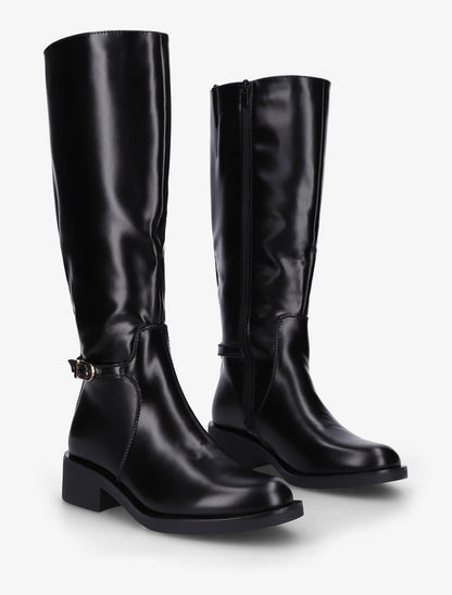 Bottes cavalières à boucle décorative - Noir - 4