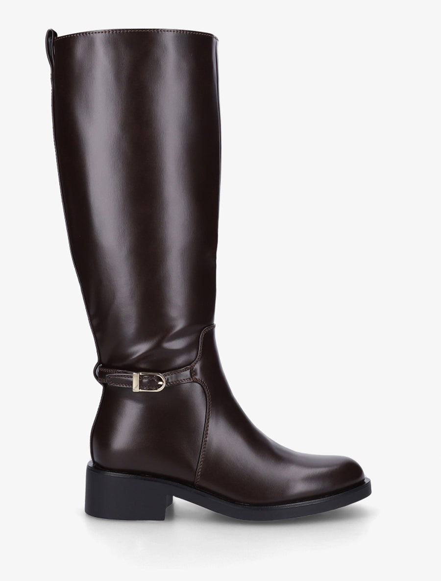 Bottes cavalières à boucle décorative - Marron - 1