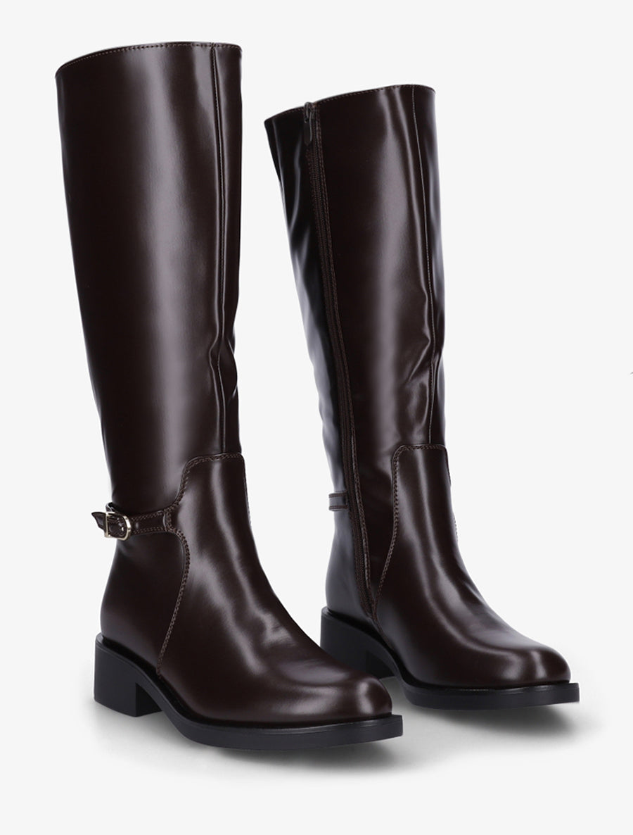 Bottes cavalières à boucle décorative - Marron - 4