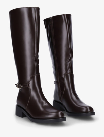 Bottes cavalières à boucle décorative - Marron - 4