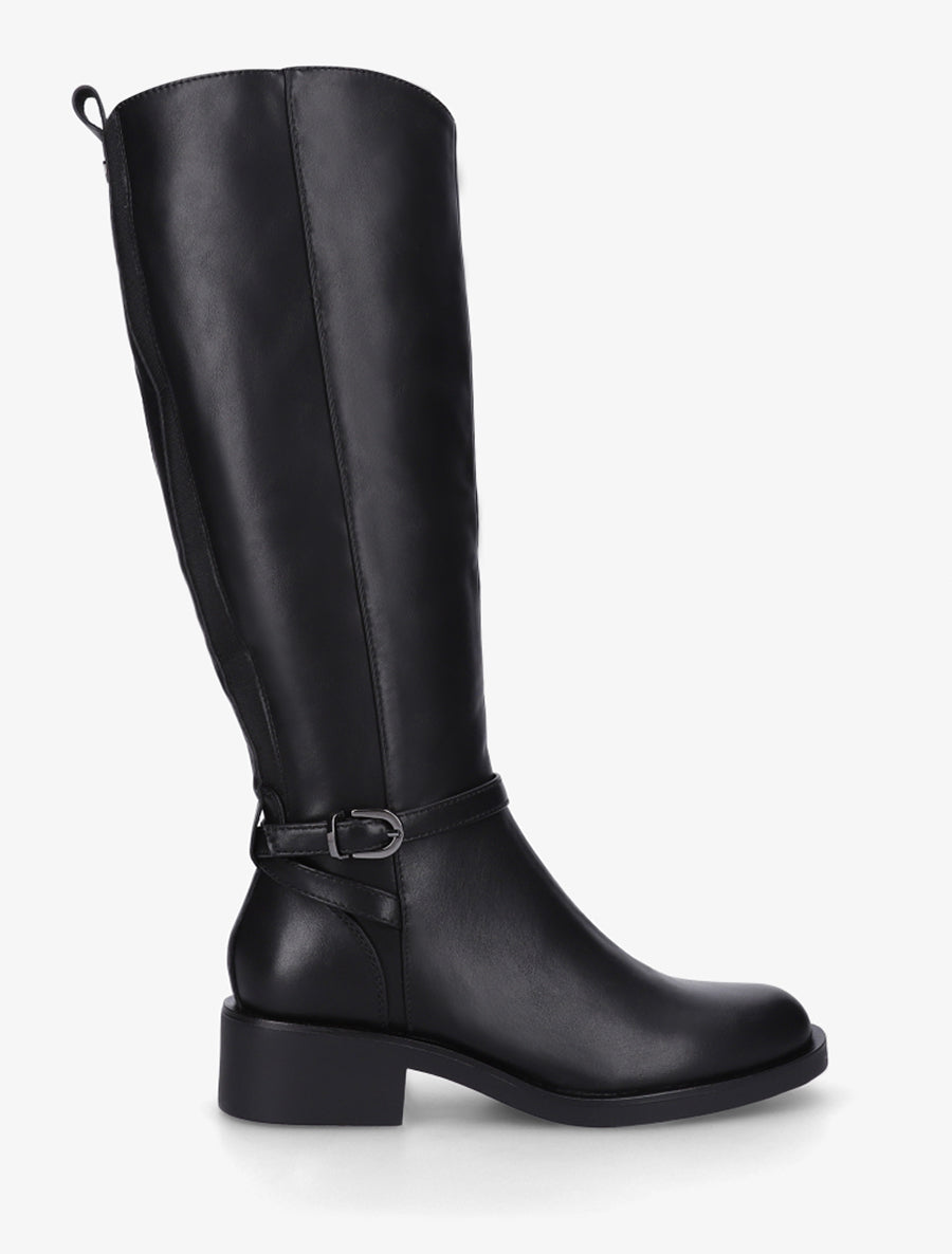 Bottes cavalières élastiquées à boucle - Noir - 1