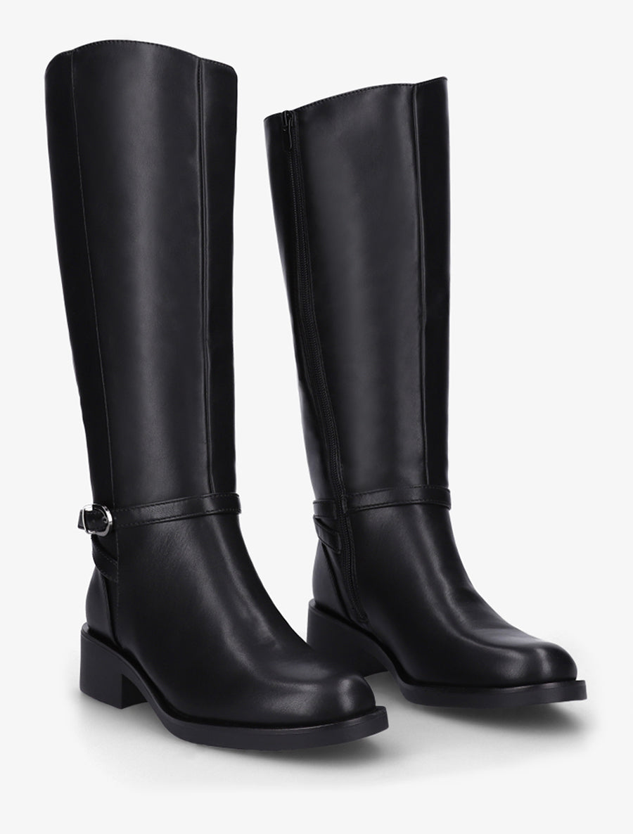 Bottes cavalières élastiquées à boucle - Noir - 4