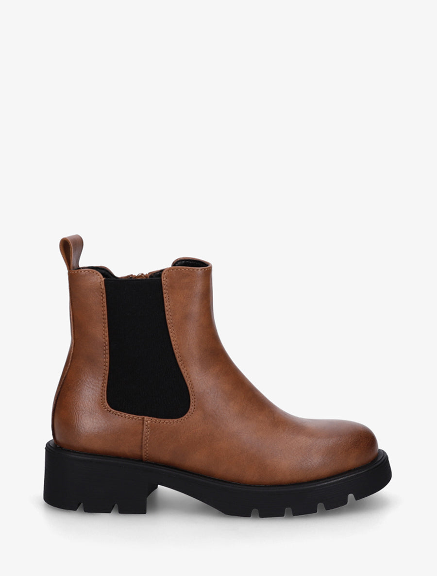 Bottines élastiquées à semelle crantée - Camel - 1