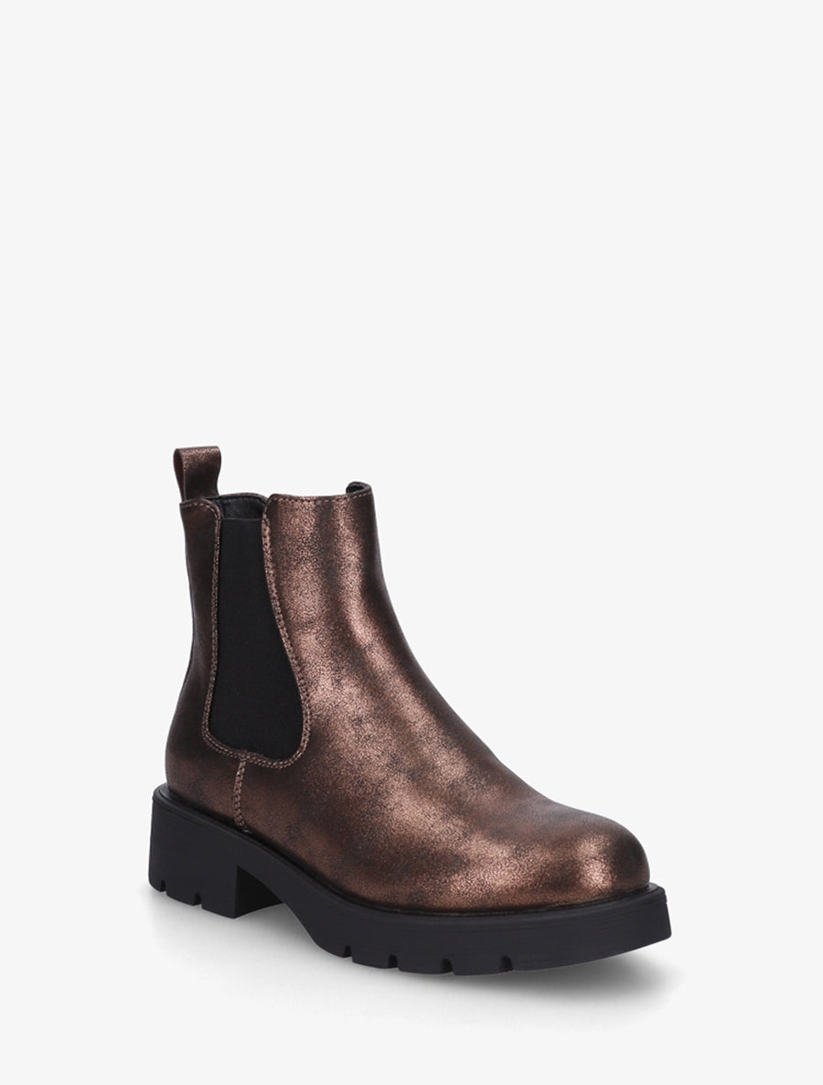 Bottines élastiquées à semelle crantée - Bronze - 2