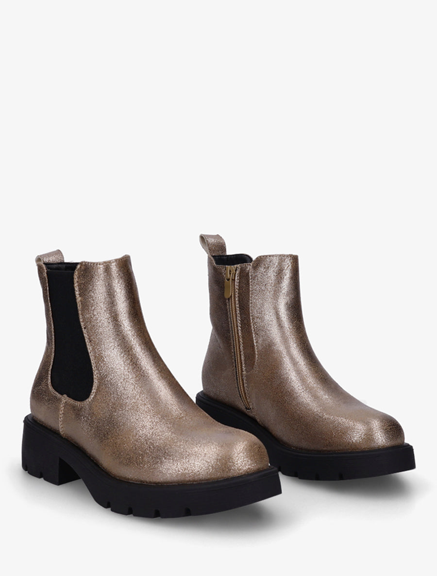 Bottines élastiquées à semelle crantée - Taupe - 4