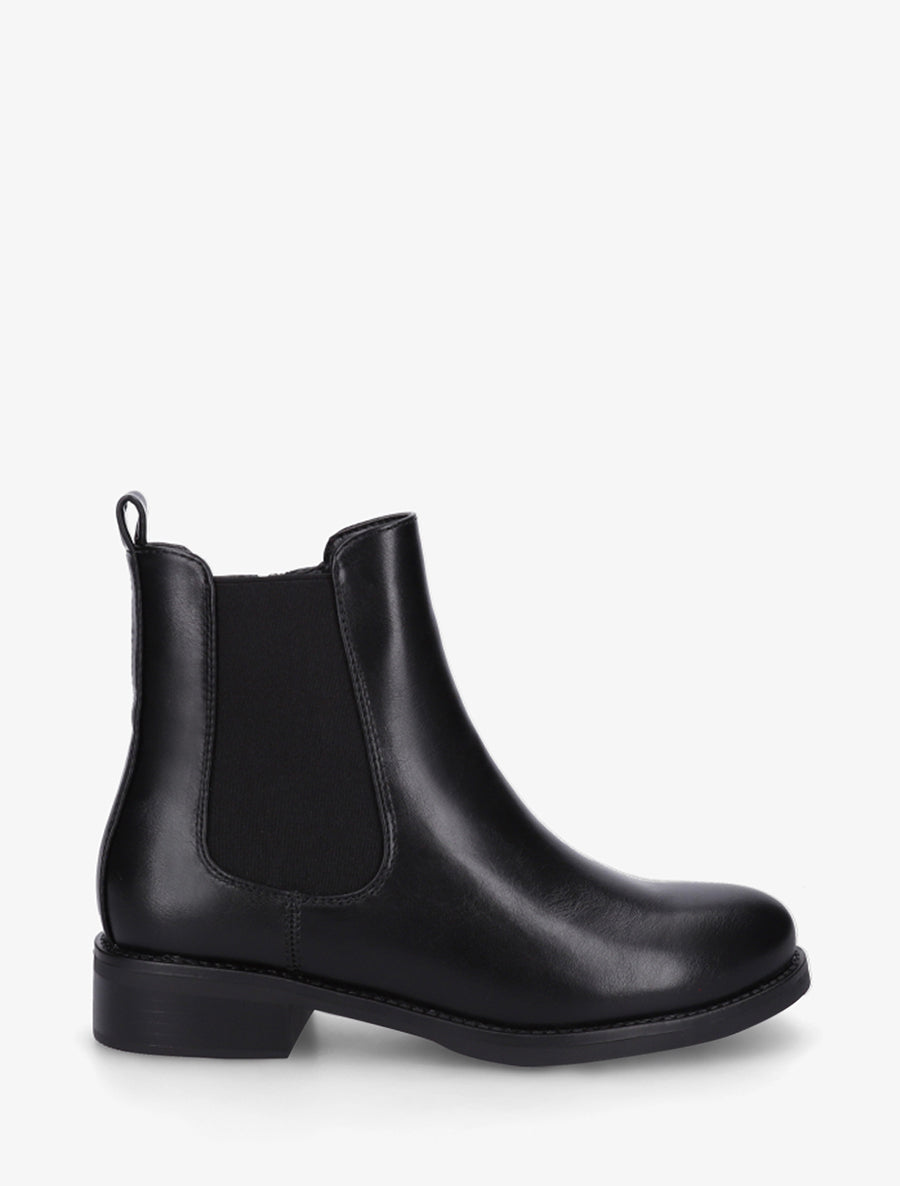 Bottines en simili à cheville élastiquée - Noir - 1