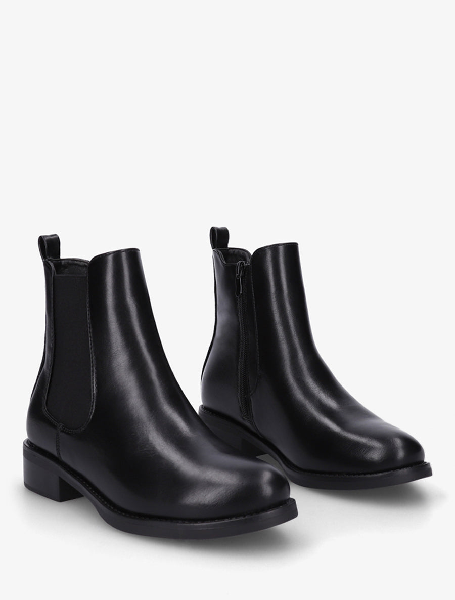 Bottines en simili à cheville élastiquée - Noir - 4