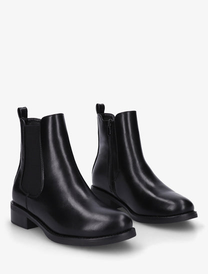 Bottines en simili à cheville élastiquée - Noir - 4