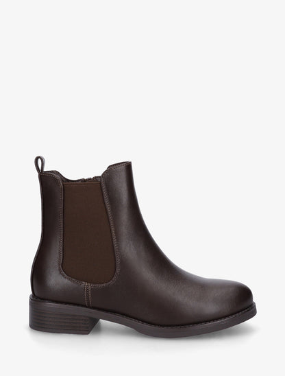 Bottines en simili à cheville élastiquée - Marron - 1