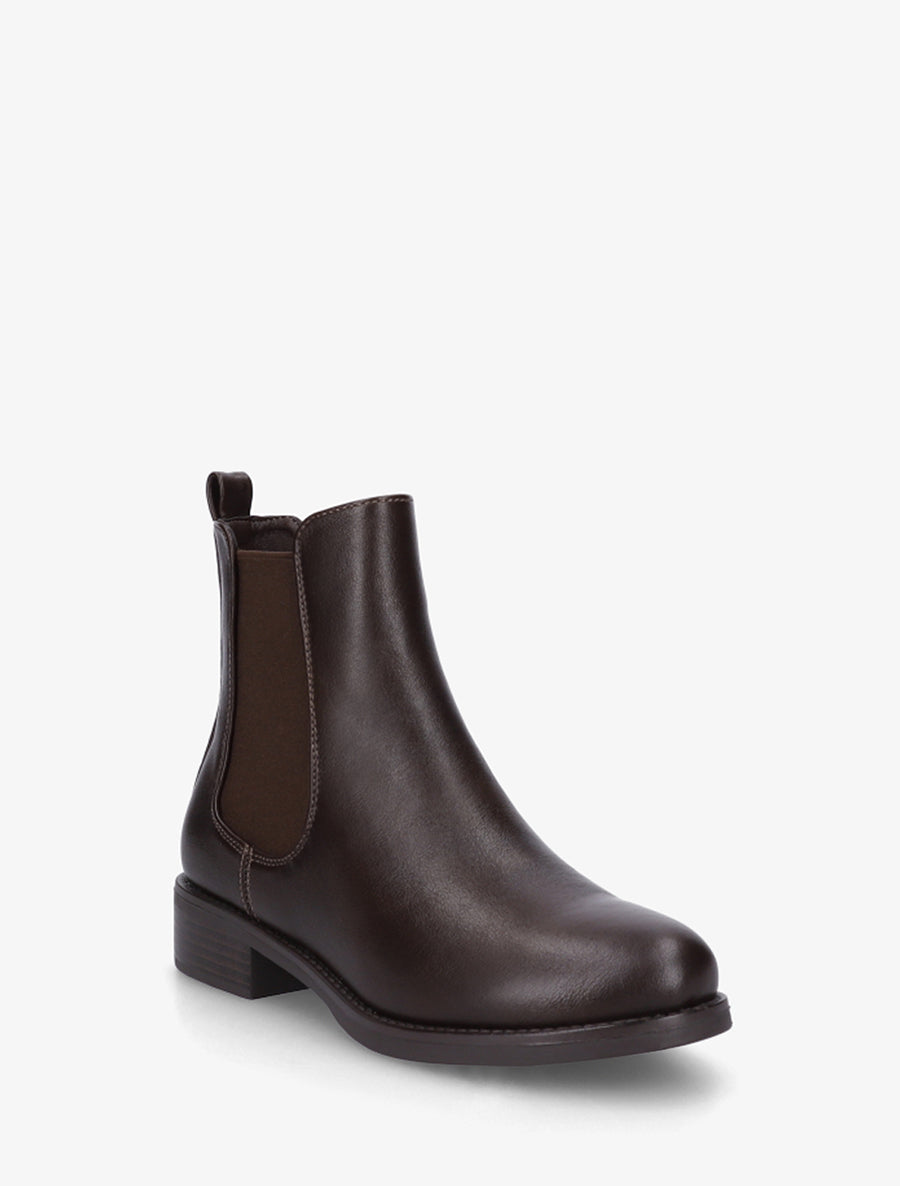 Bottines en simili à cheville élastiquée - Marron - 2