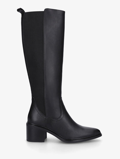 Bottes élastiquées en simili à bouts pointus - Noir - 1