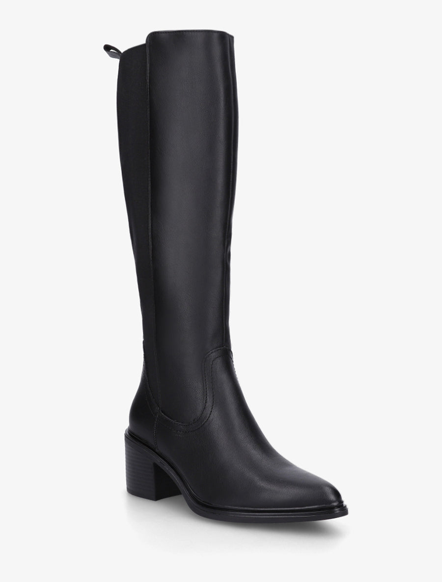 Bottes élastiquées en simili à bouts pointus - Noir - 2
