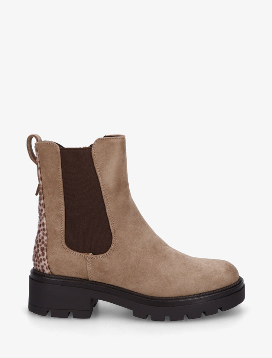 Bottines suédine contrefort tacheté - Taupe - 1