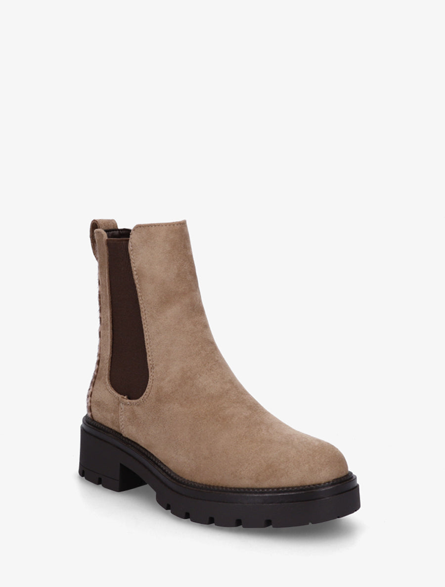 Bottines suédine contrefort tacheté - Taupe - 2