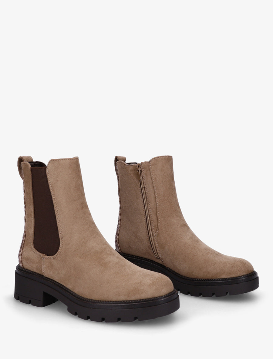 Bottines suédine contrefort tacheté - Taupe - 4