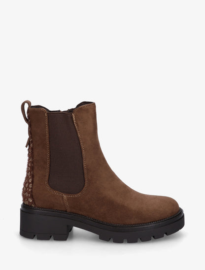 Bottines suédine contrefort tacheté - Marron - 1