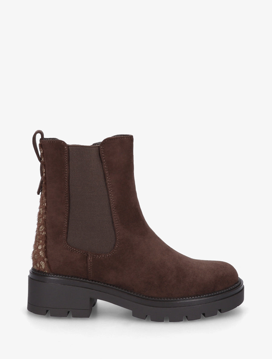 Bottines suédine contrefort tacheté - Chocolat - 1