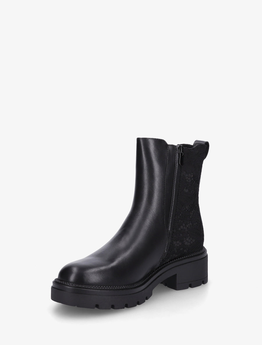Bottines élastiquées à contrefort en dentelle - Noir - 3