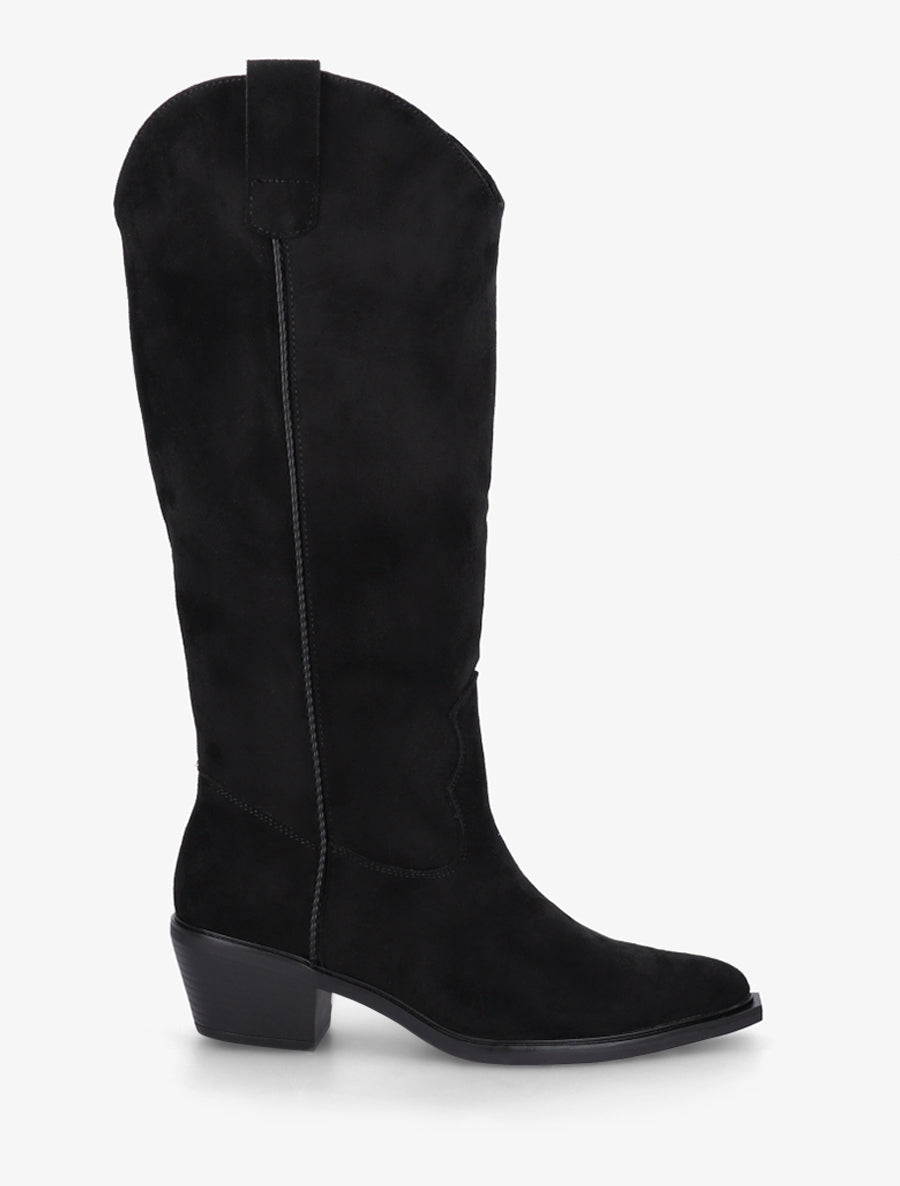 Bottes en suédine style santiags - Noir - 1